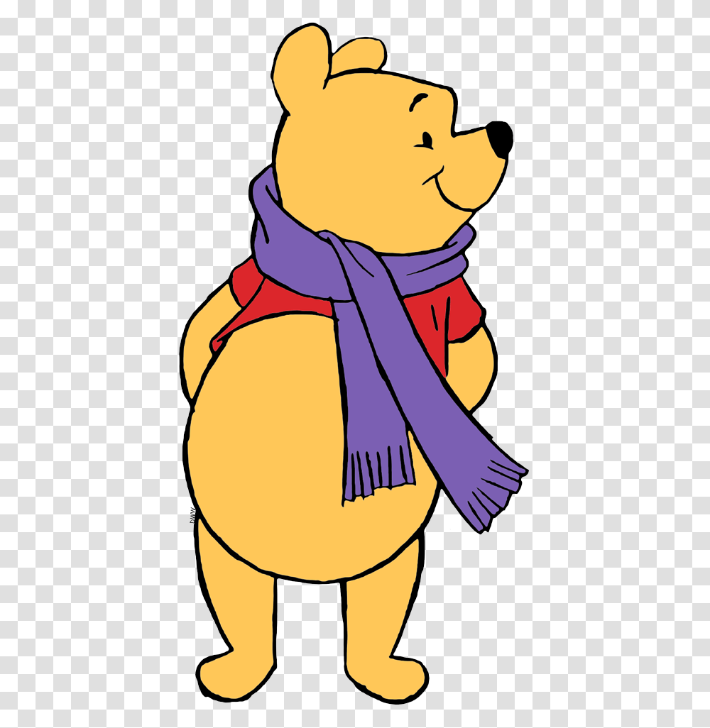 Pooh Winnie The Pooh With A Scarf, Apparel, Hat, Stole Transparent Png