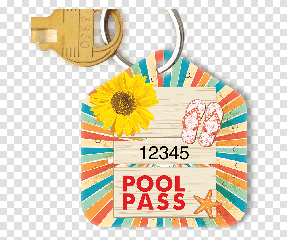 Pool Pass In Pentagon Shape Sunflower Sandals Starfish Graphic Design, Key, Security Transparent Png