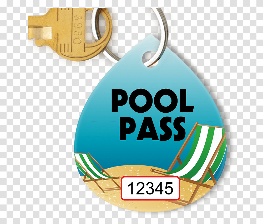Pool Pass In Water Drop Shape Beach Chair Design Sku Tg 1354 Keychain, Text, Word, Number, Symbol Transparent Png