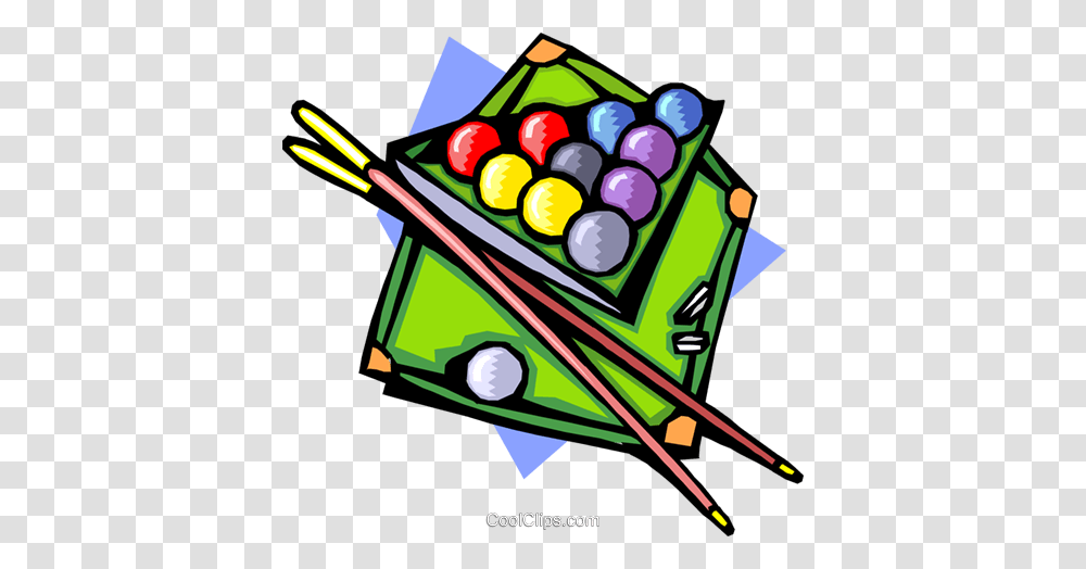 Pool Table With Ball And Cues Royalty Free Vector Clip Art, Furniture, Room, Indoors, Billiard Room Transparent Png