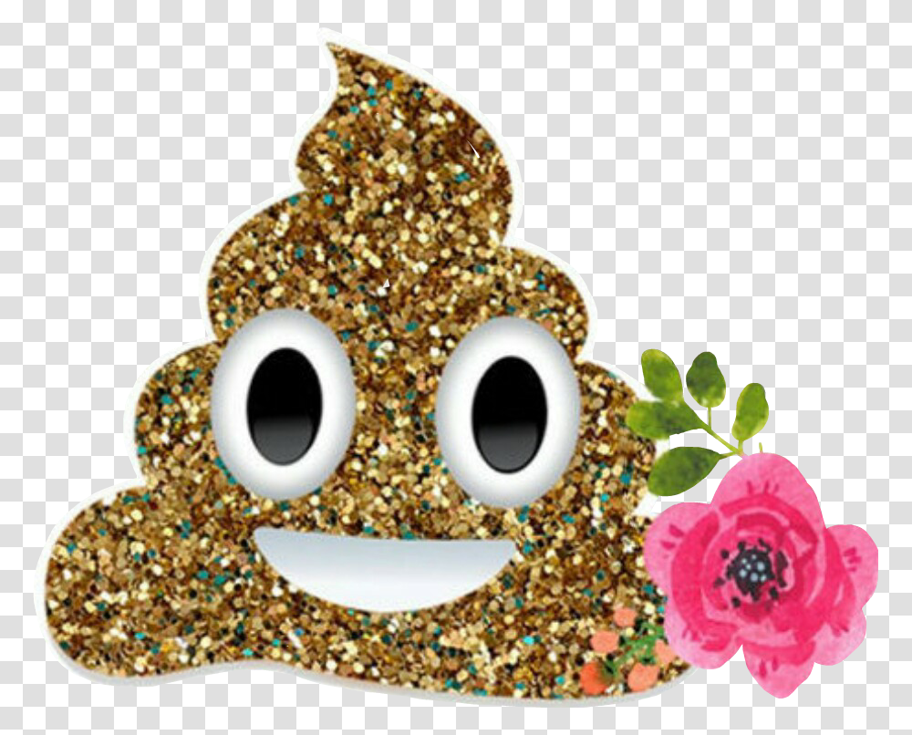 Poopemoji Emoji Gold Glitter Sparkly Flower Pink, Tree, Plant, Light, Accessories Transparent Png