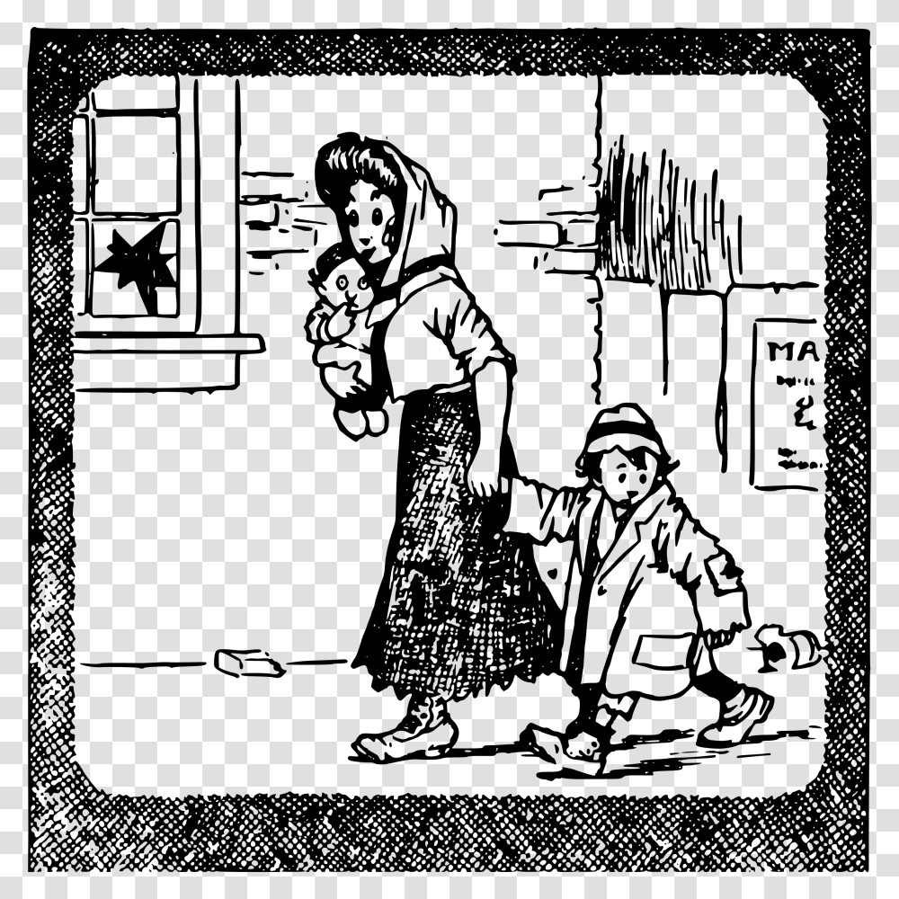 Poor Mother And Kids Clip Arts Poverty Clipart Black And White, Gray, World Of Warcraft Transparent Png