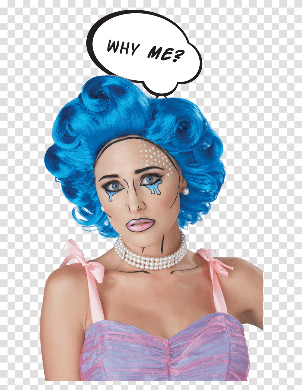 Pop Art Blue Wig, Hair, Person, Human, Head Transparent Png