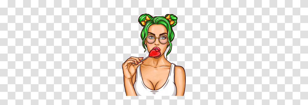 Pop Art Girl Image, Person, Food, Face, Candy Transparent Png