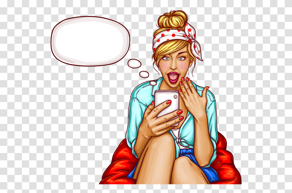 Pop Art Girl Images Free Searchpng Speech Bubble Pop Art Girl, Person, Mobile Phone, Electronics, Performer Transparent Png