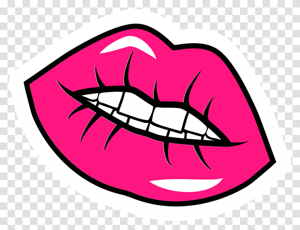 Pop Art Pink Lips, Mouth, Teeth, Tongue Transparent Png
