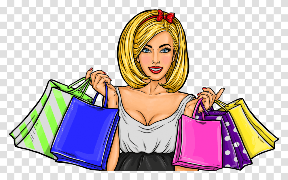Pop Art Woman, Shopping, Person, Human, Bag Transparent Png