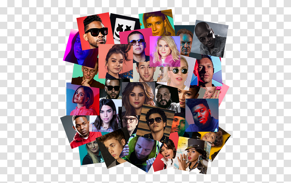 Pop Artists Pop Music Artists Collage, Poster, Advertisement, Sunglasses, Accessories Transparent Png
