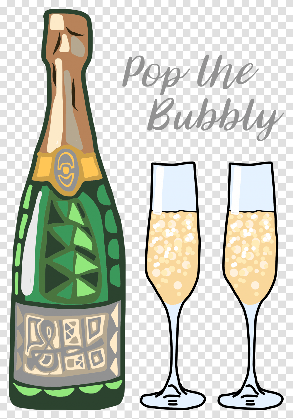 Pop The Bubbly Champagne Drawing Champagne, Beverage, Label, Alcohol Transparent Png
