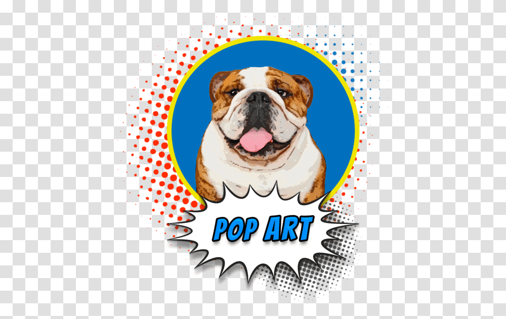 Pop Your Pup Pop Art Circular Halftone Pattern, Bulldog, Pet, Canine, Animal Transparent Png
