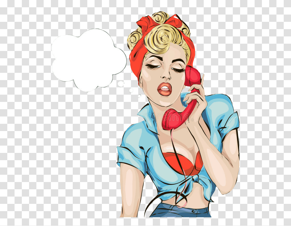 Popart Girl Phonecall Sexy Girl Calling Clip Art, Person, Performer, Drawing Transparent Png