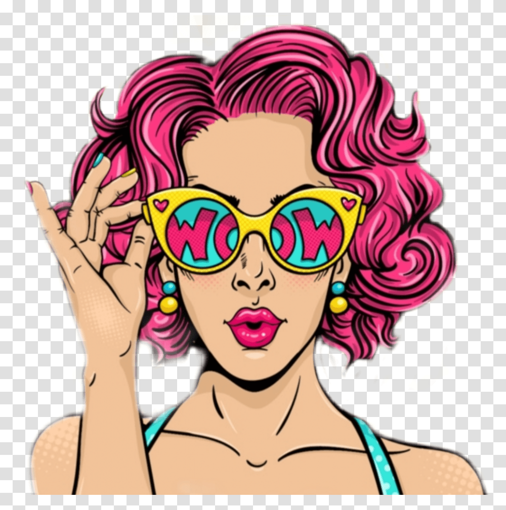 Popart Pink Suprise Cool Amazing Confused Fantastic Pop Art Free, Person, Face, Sunglasses Transparent Png