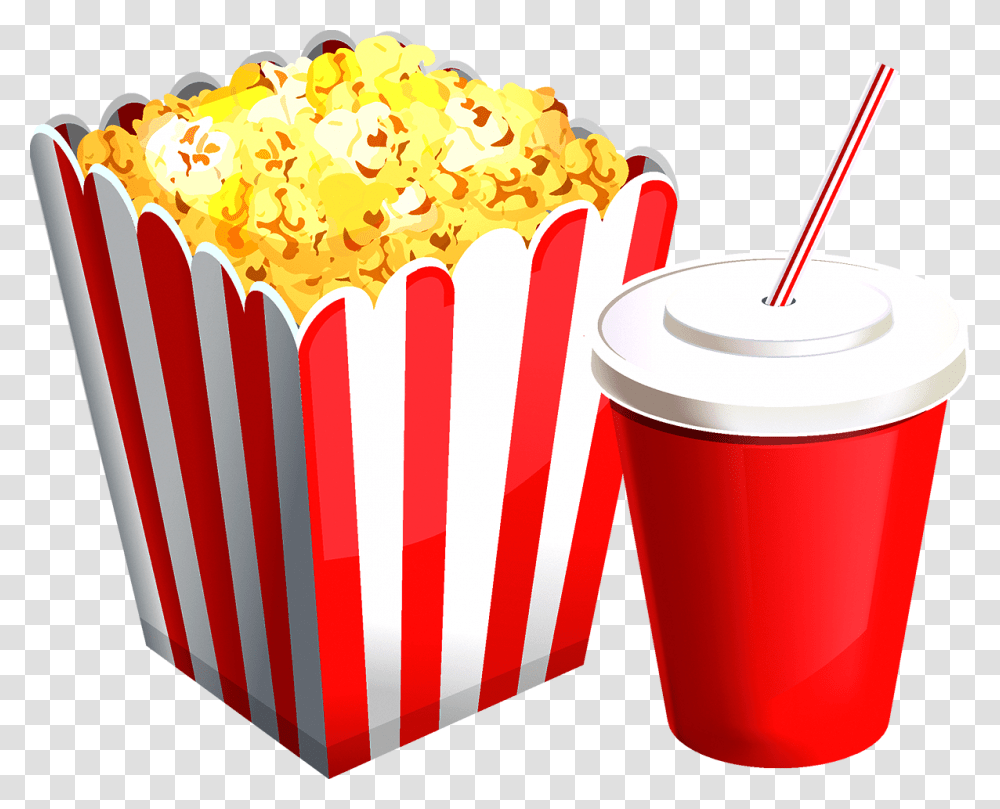 Popcorn And Drink Clipart, Food, Snack, Soda, Beverage Transparent Png