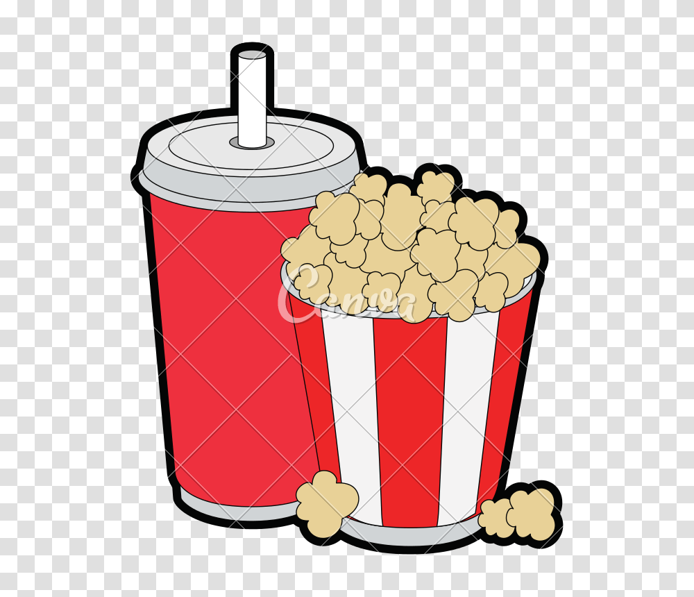 Popcorn Bucket And Soda Icon, Food, Beverage, Drink, Tin Transparent Png