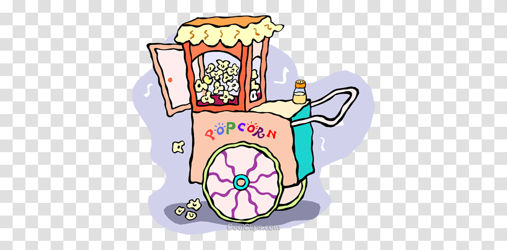 Popcorn Cart Royalty Free Vector Clip Art Illustration, Food, Sweets, Confectionery, Leisure Activities Transparent Png