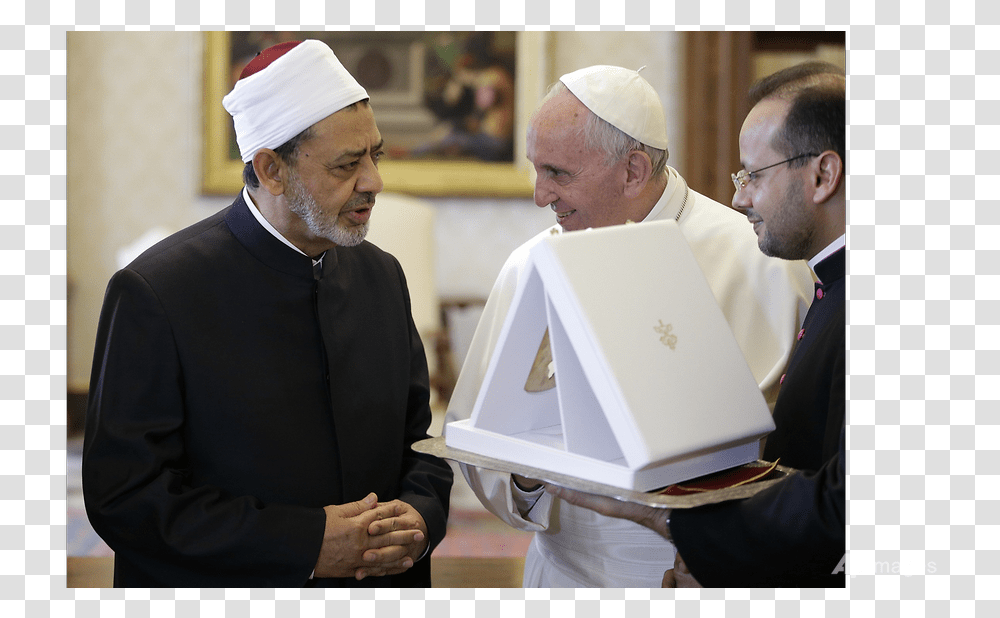 Pope And Top Imam Embrace In Historic Meeting At Vatican Grand Mufti Of Al Azhar, Person, Human, Bishop, Priest Transparent Png