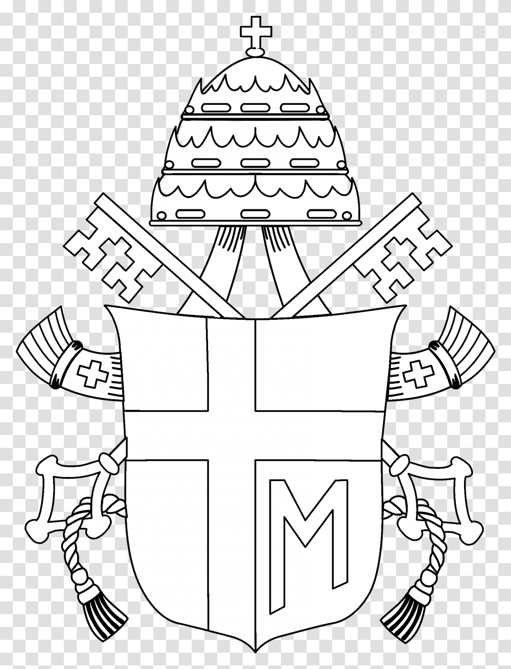 Pope Logo Black And White, Stencil, Cross, Armor Transparent Png