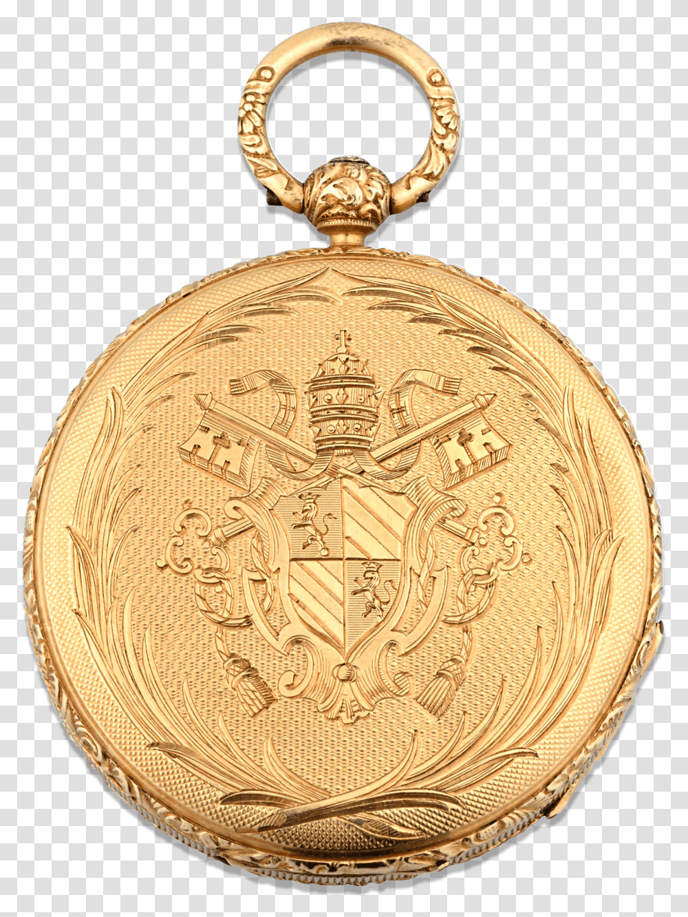 Pope Pius Ix Gold Pocket Watch By Aucoc Gold Pocket Watch, Locket, Pendant, Jewelry, Accessories Transparent Png
