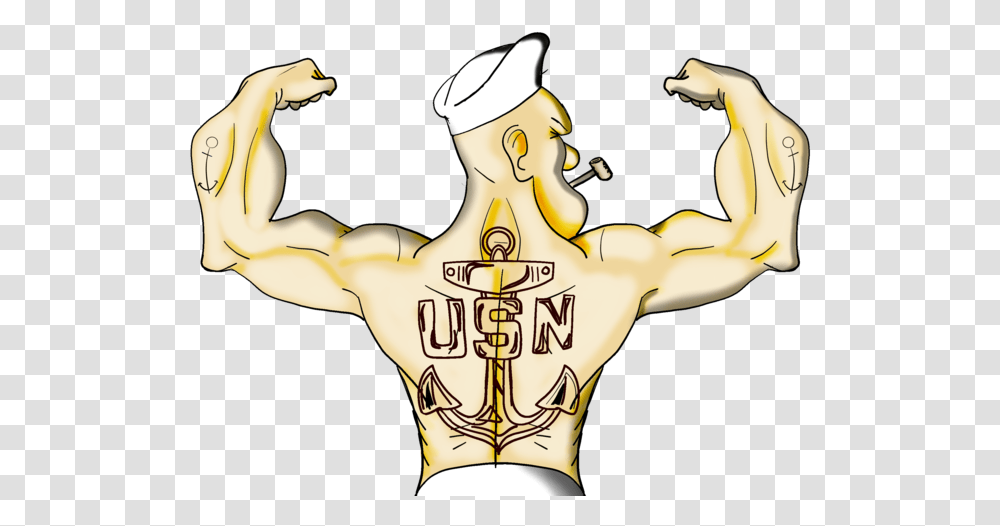 Popeye Navy Tattoo Illustration Navy Popeye Illustration, Crowd, Emblem Transparent Png