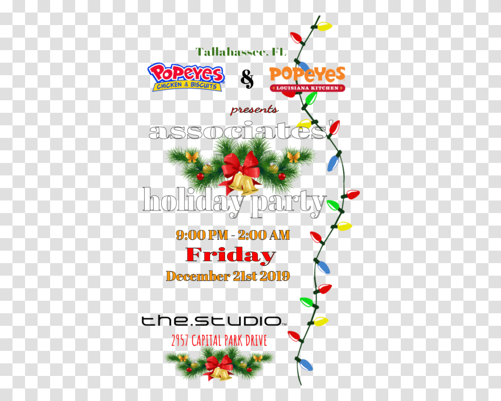 Popeye S Holiday Party Christmas Lights Clip Art, Paper, Flyer, Poster, Advertisement Transparent Png
