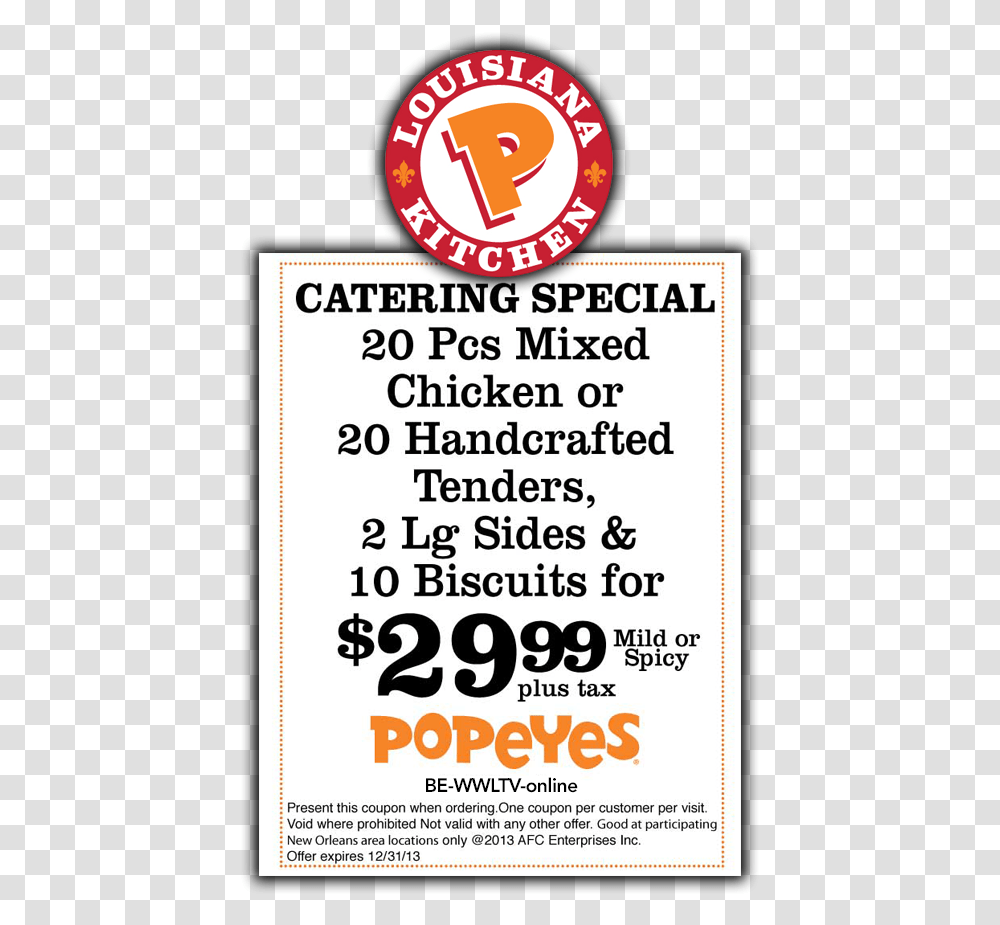 Popeyes Louisiana Kitchen, Poster, Advertisement, Flyer Transparent Png