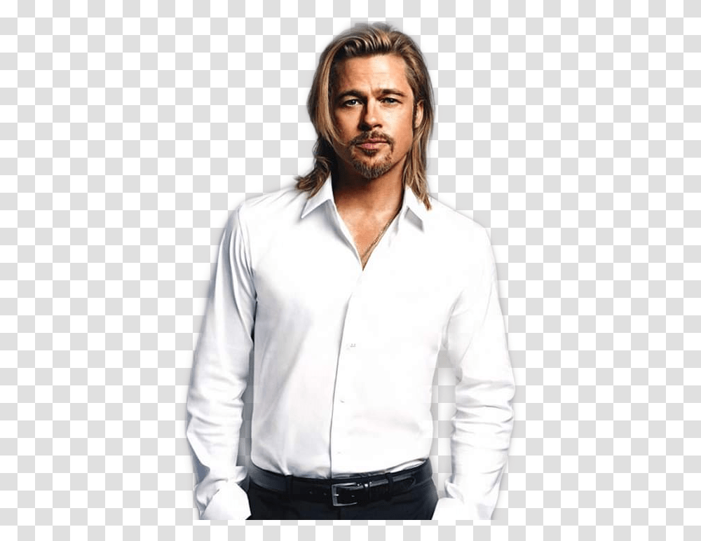 Popicon Brad Pitt Long Blonde Hair Men Brad Pitt, Apparel, Shirt, Person Transparent Png