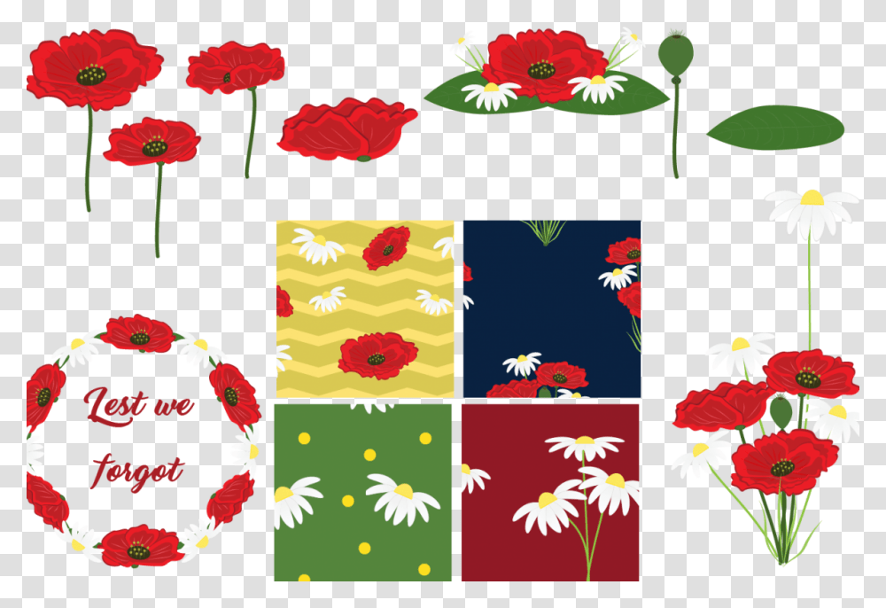 Poppies And Daisies Example Image Poppy, Pattern, Floral Design Transparent Png