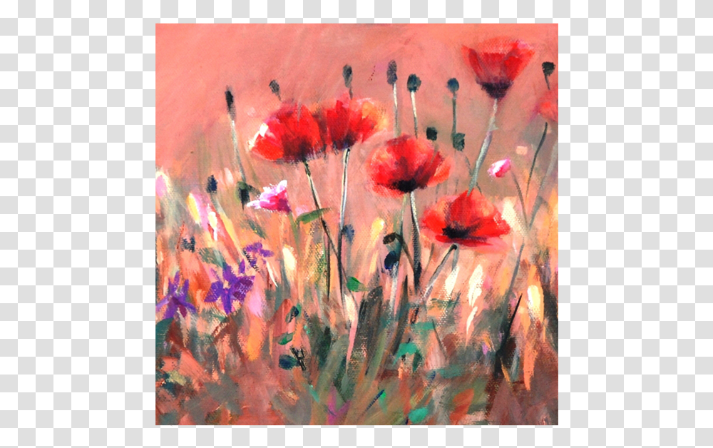 Poppies Glass Trivet Diana Madaras Poopies, Modern Art, Canvas, Painting, Plant Transparent Png