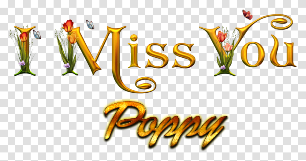 Poppy Missing You Name Calligraphy, Alphabet, Number Transparent Png