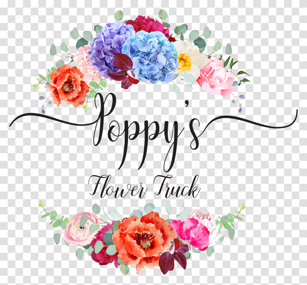 Poppyquots Flower Truck Watercolor Truck With Flowers, Floral Design, Pattern Transparent Png