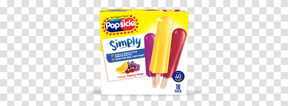 Popsicle Simply Ice Pops Orange Cherry & Grape Simply Popsicle Transparent Png