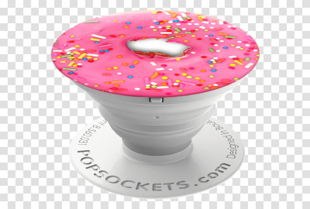 Popsockets Pink Donut Food Popsockets, Icing, Cream, Cake, Dessert Transparent Png