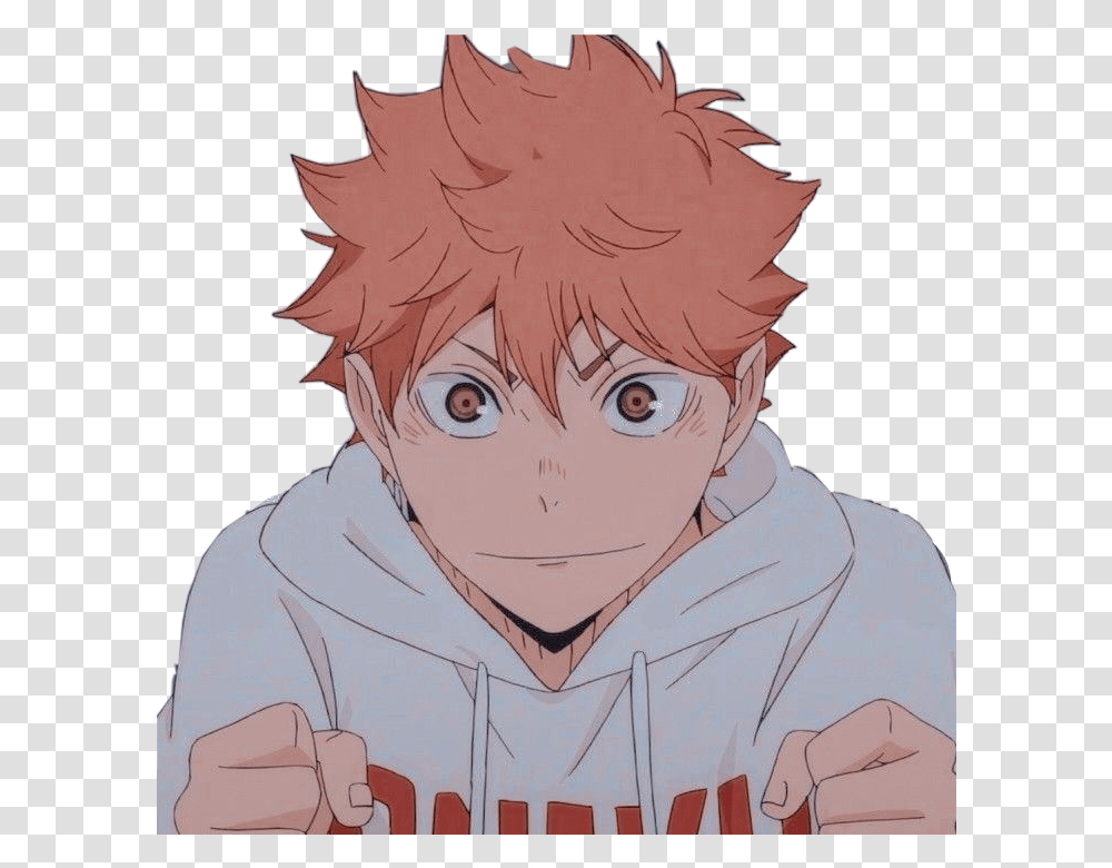 Popular And Trending Animeboy Stickers Anime Character Gesicht Haikyuu Hinata, Person, Human, Hand, Book Transparent Png