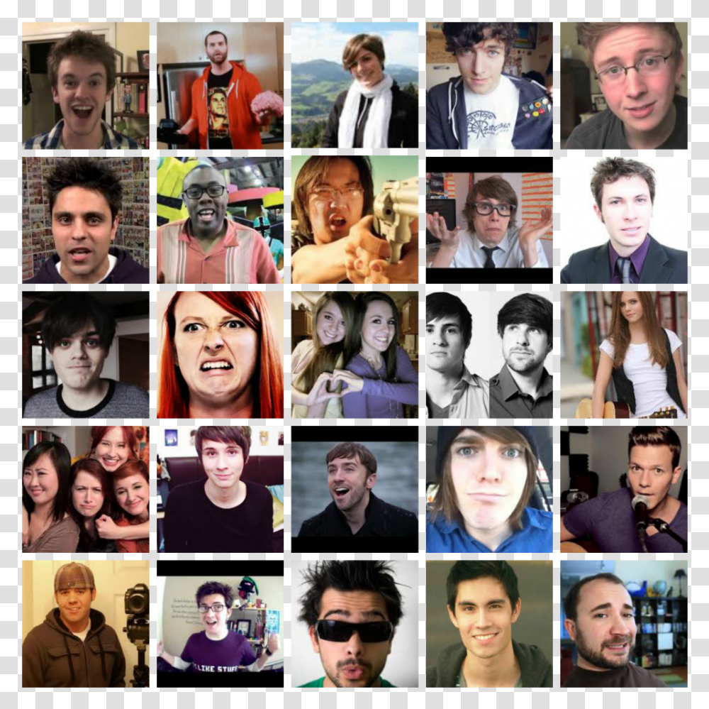 Popular Youtubers 2007, Person, Human, Collage, Poster Transparent Png