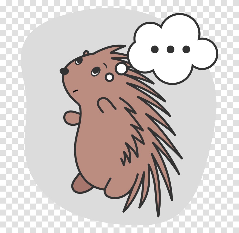 Porcupine Thinking Cartoon, Animal, Wildlife, Mammal, Beaver Transparent Png