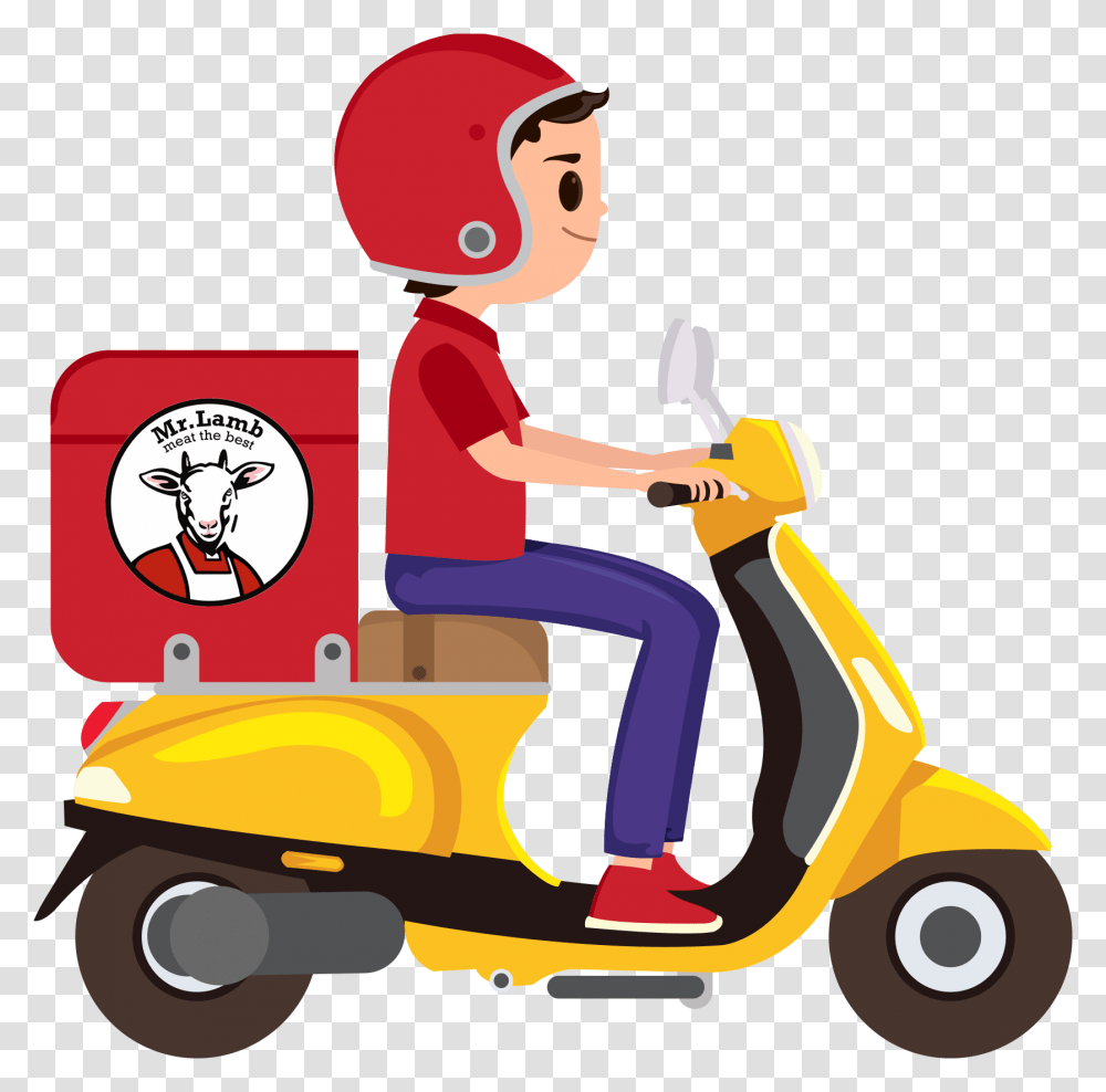 Pork Chop Clipart Food Delivery Man, Lawn Mower, Tool, Vehicle, Transportation Transparent Png