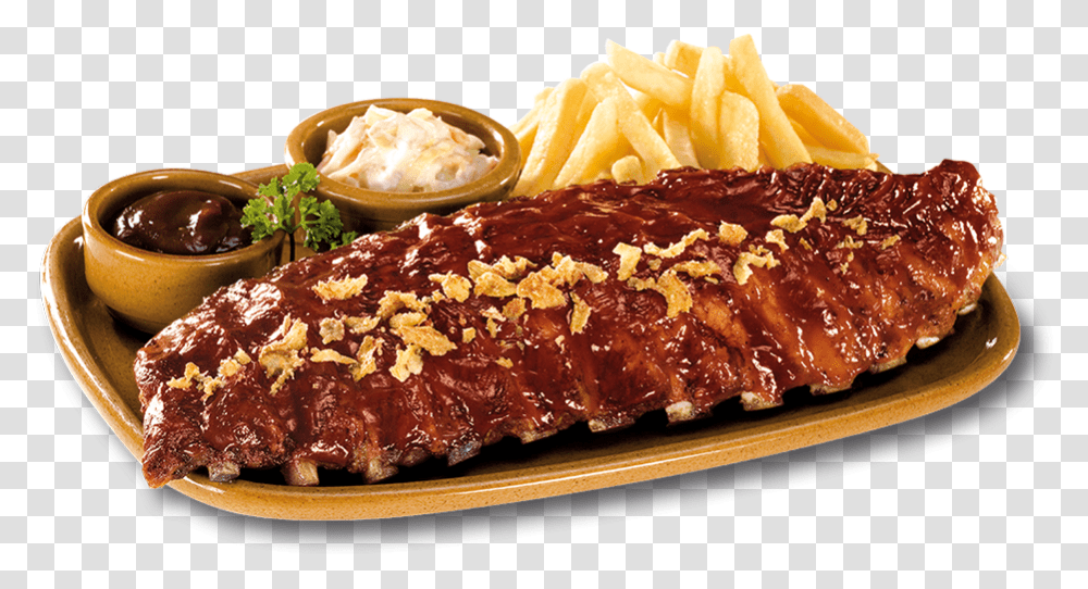 Pork Ribs, Food, Fries, Meal, Dish Transparent Png