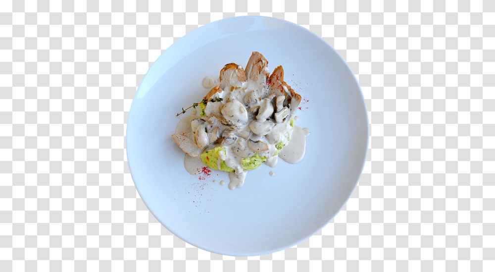 Pork Tenderloin With Mushroom Sauce And Spinach Mashed Potatoes Cockle, Dish, Meal, Food, Plant Transparent Png