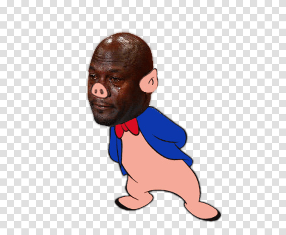 Porky Pig Crying Michael Jordan Know Your Meme, Face, Person, Human, Portrait Transparent Png