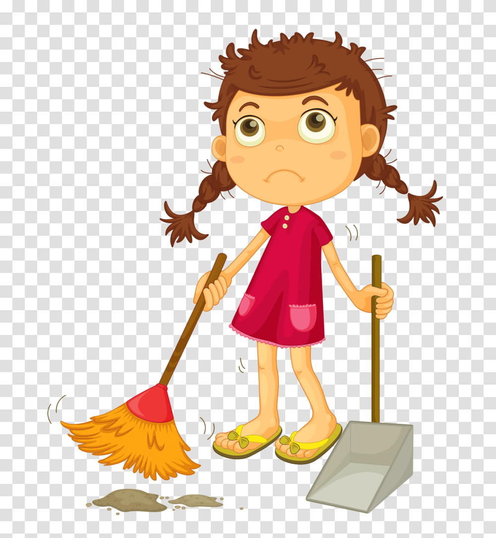 Porodica Clip Art Cartoon Kids And Kindergarten, Person, Human, Cleaning, Broom Transparent Png