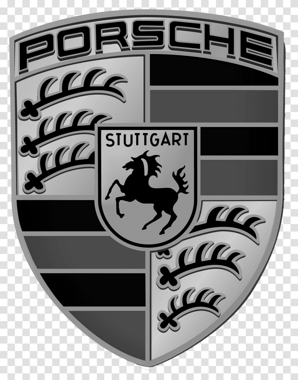 Porsche Logo Porsche Logo Black And White, Armor, Symbol, Shield, Emblem Transparent Png