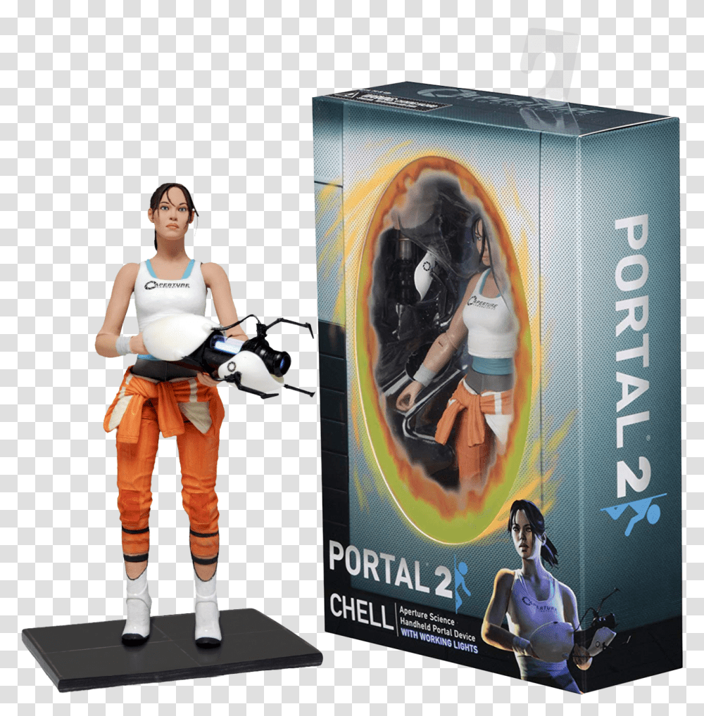 Portal 2 Chell Portal Chell Figure, Person, Advertisement, Poster, Astronaut Transparent Png