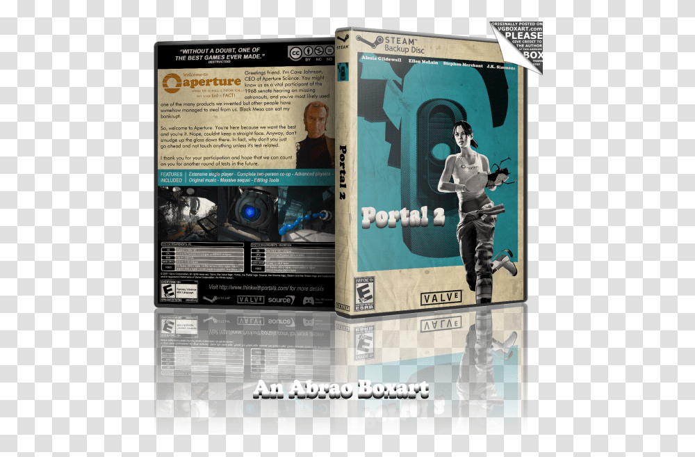 Portal 2 Pc Box Art Cover By Abrao Portal 2 Chell, Person, Advertisement, Poster, Text Transparent Png