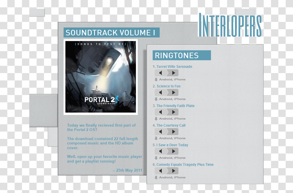 Portal 2 Soundtrack Cover, File, Webpage, Electronics Transparent Png
