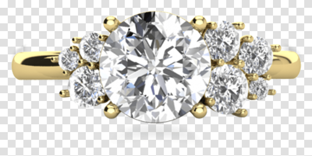 Portia Round Cluster Engagement Ring Solid, Diamond, Gemstone, Jewelry, Accessories Transparent Png