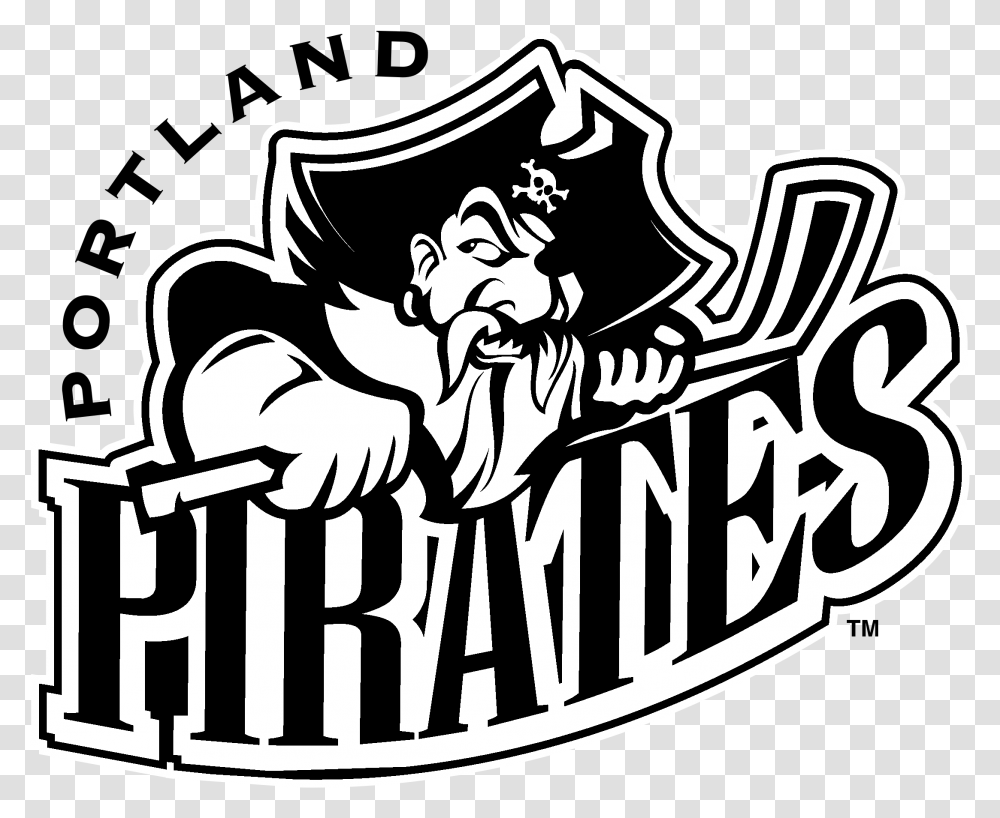 Portland Pirates Logo Black And White Portland Pirates, Emblem, Trademark Transparent Png