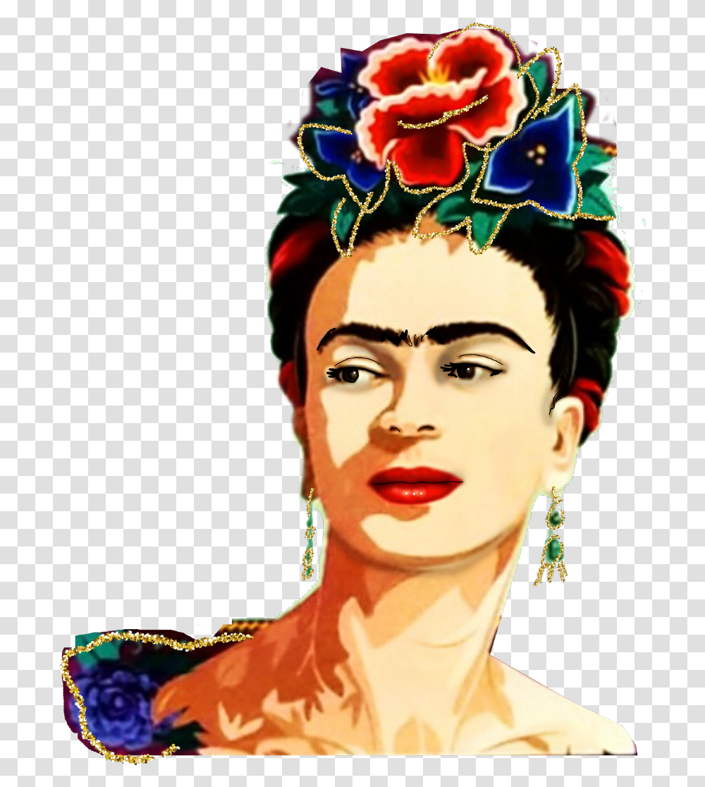 Portrait Frida Fridakahlo Unibrow Queen Fridakahlosticker Frida Kahlo Background, Person, Lipstick Transparent Png