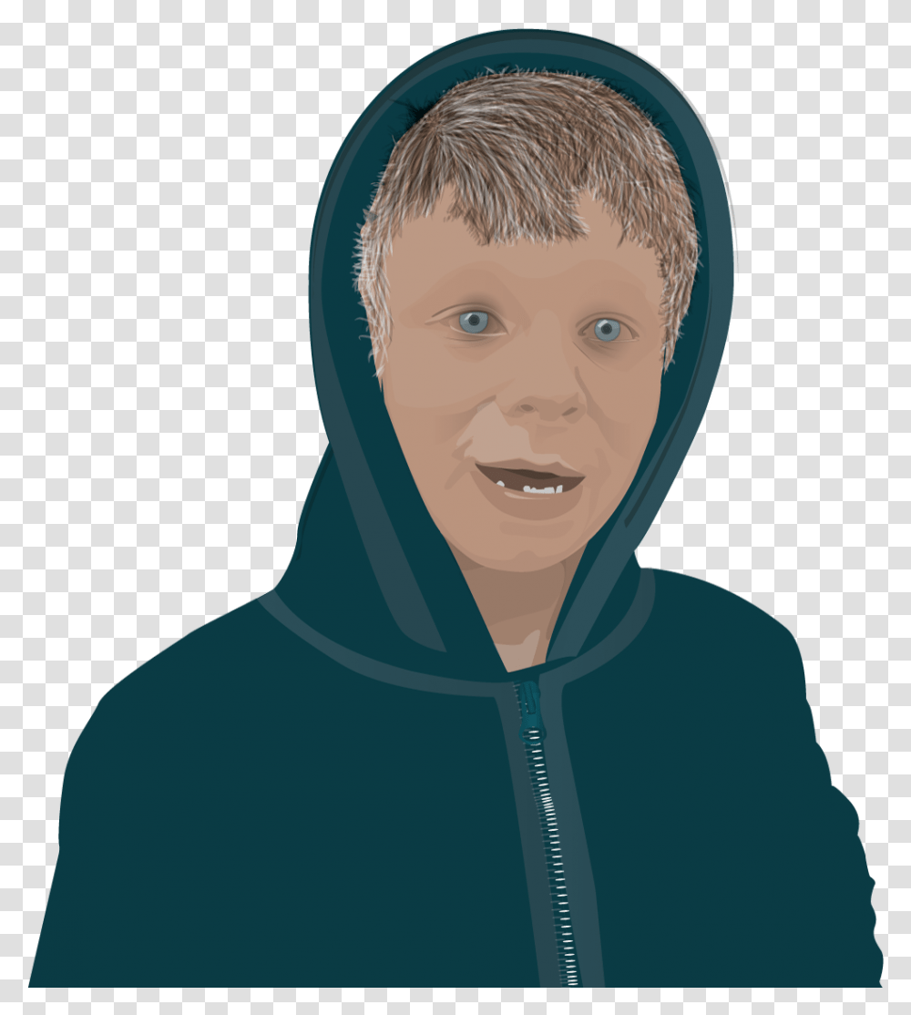 Portrait Illustration Vector Boy, Apparel, Sweatshirt, Sweater Transparent Png