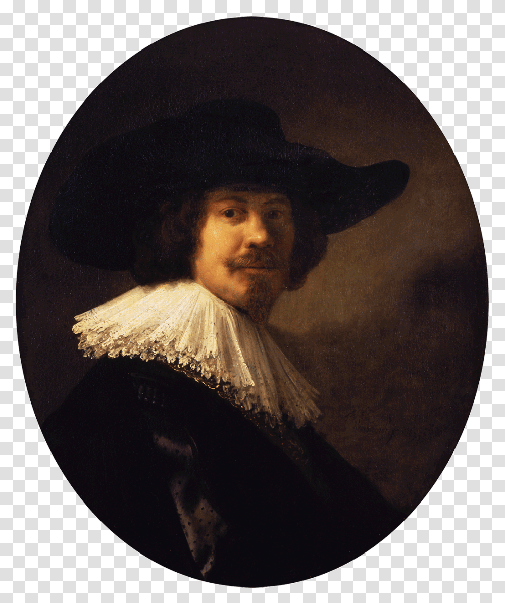 Portrait Of A Man In A Broad Brimmed Hat, Person, Human, Painting Transparent Png