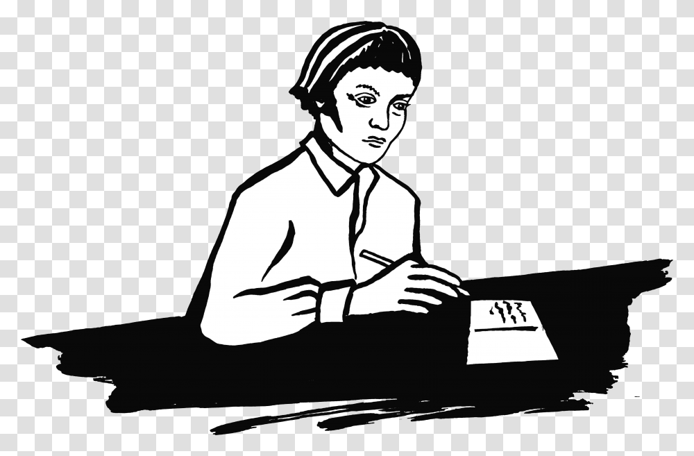 Portrait Of Iris Murdoch Writing A Postcard, Person, Human, Performer, Musician Transparent Png